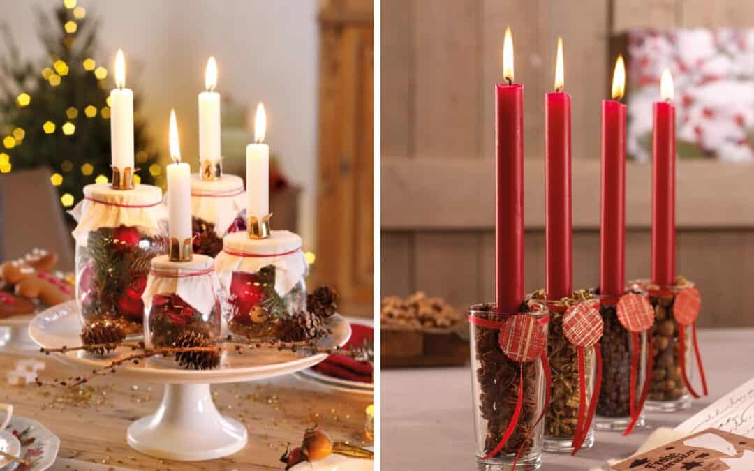 Adventskränze: Schnelle und einfache Ideen mit Gläsern