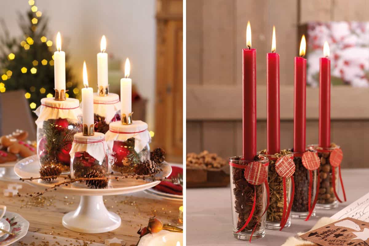 Adventskränze: Schnelle und einfache Ideen mit Gläsern