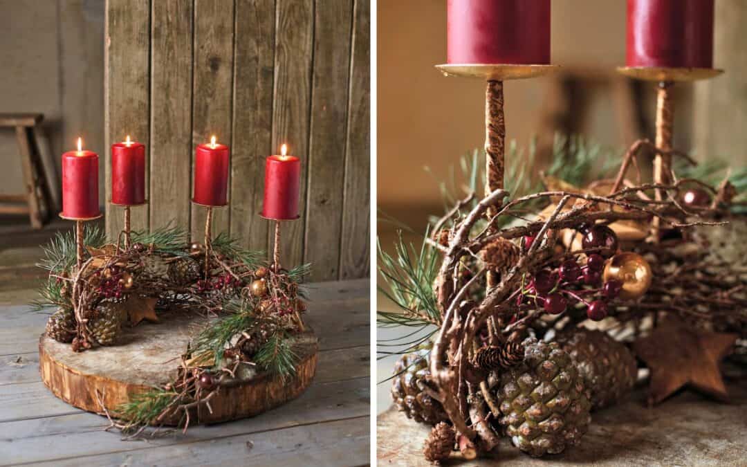 Rustikale Adventskränze im Hütten-Look: So könnt ihr sie gestalten