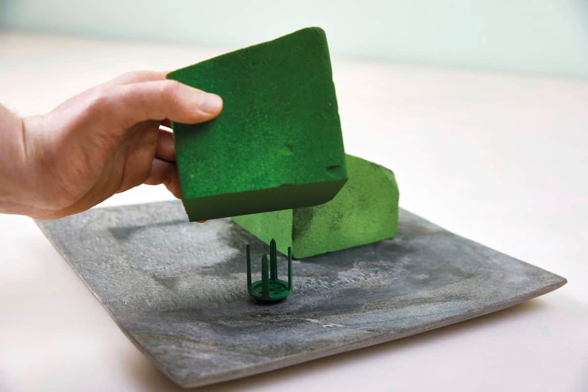 Steckschaum in weiten Gefäßen