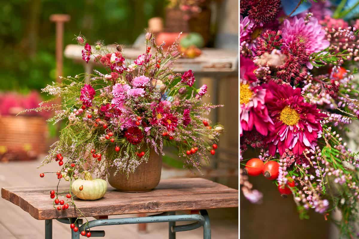 Herbstliche Blumensträuße mit Heide Herbstliche Blumensträuße mit Heide