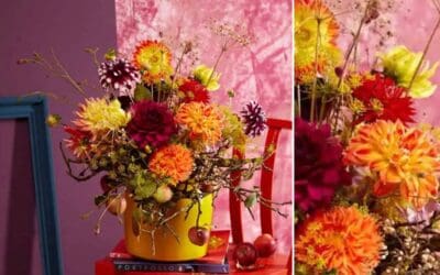 Spätsommerlicher Blumenstrauß mit Zweiggerüst aus Draht Beitragsbild